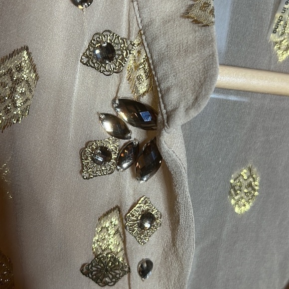 Hale Bob Beaded Sheer Silk Tunic Blouse Size Medium - Picture 3 of 9